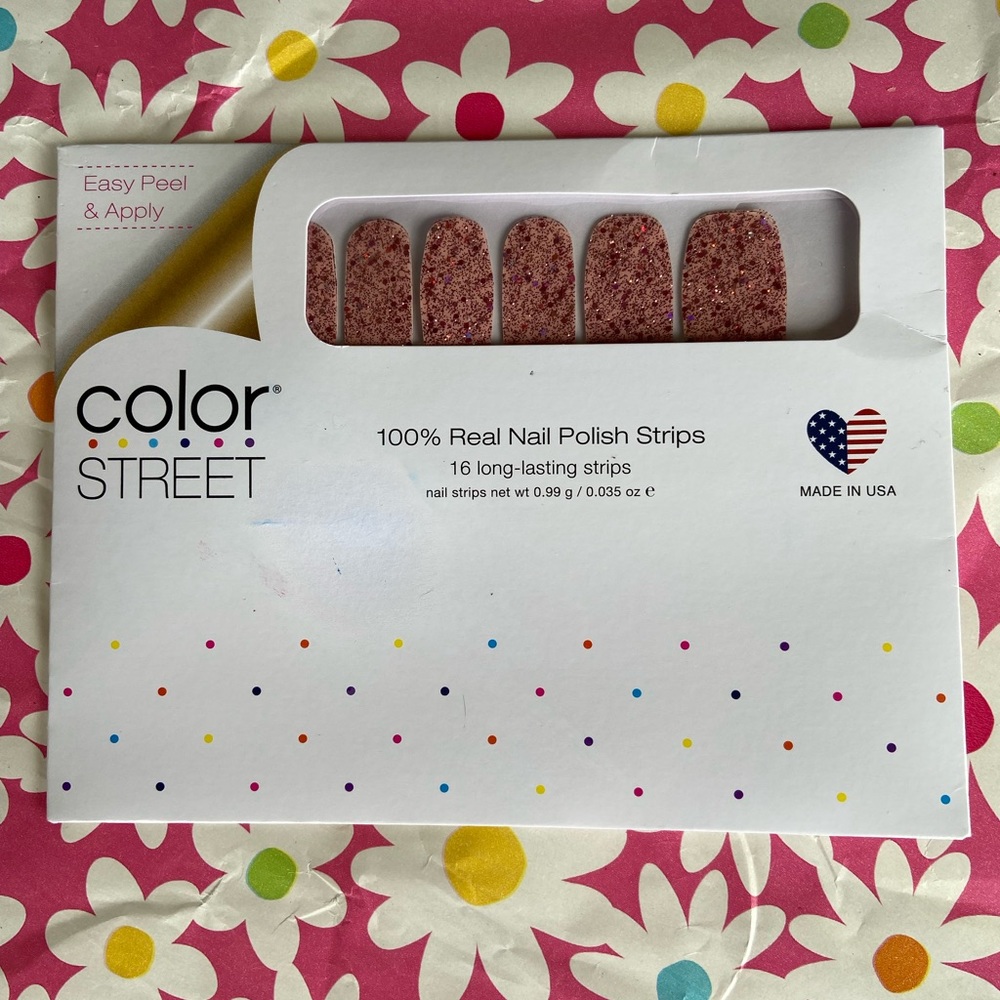 New color street nails sealed package pink glitter. color name positively pink